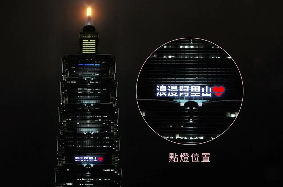 阿里山下諸多情人的回憶 天長地久橋封閉 情人節當晚 阿管處在台北101點燈浪漫阿里山❤ 